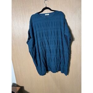 Natural Life Tunic Top Womens S/M Blue Cotton Textured Oversized Casual